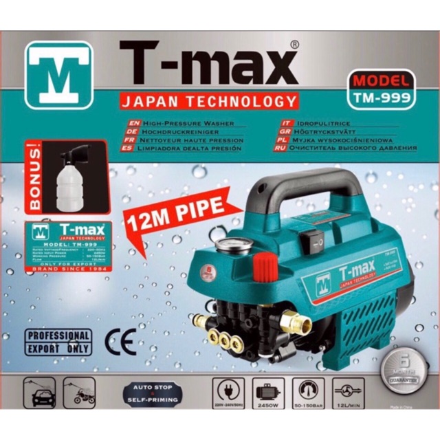 MÁY RỬA XE TMAX TM999-2500W Chỉnh áp lực HÀNG CHÍNH HÃNG