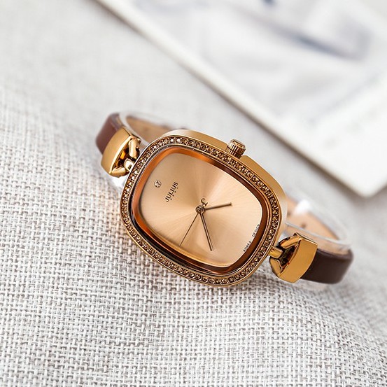 Julius Official | Combo đồng hồ nữ Julius JA-298 và dây thép nâu