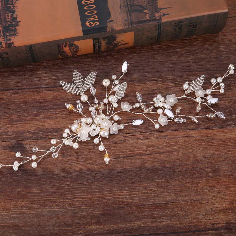 Dây hoa cài tóc cô dâu đính đá pha lê handmade