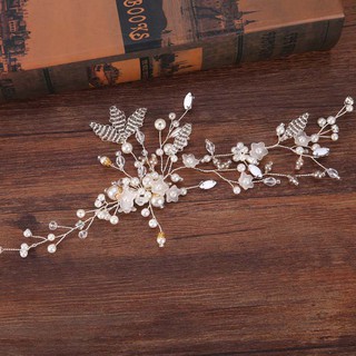 Dây hoa cài tóc cô dâu đính đá pha lê handmade