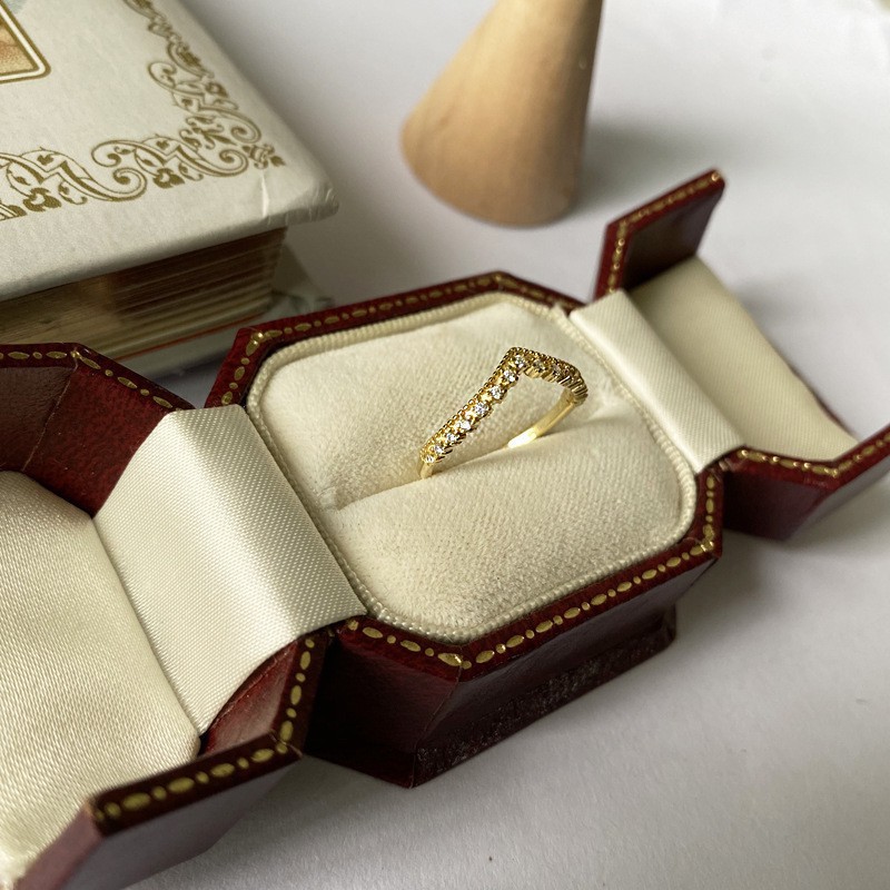 Nhẫn Đính Hôn Kim Cương Hình Chữ V Thời Trang Cho Nữ Phong Cách Hàn Quốc