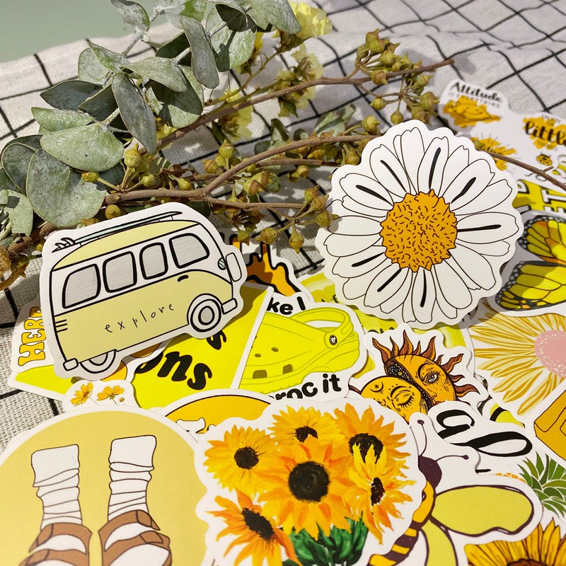 Combo 50 tấm Sticker dán mũ bảo hiểm, laptop sổ tay xinh xắn