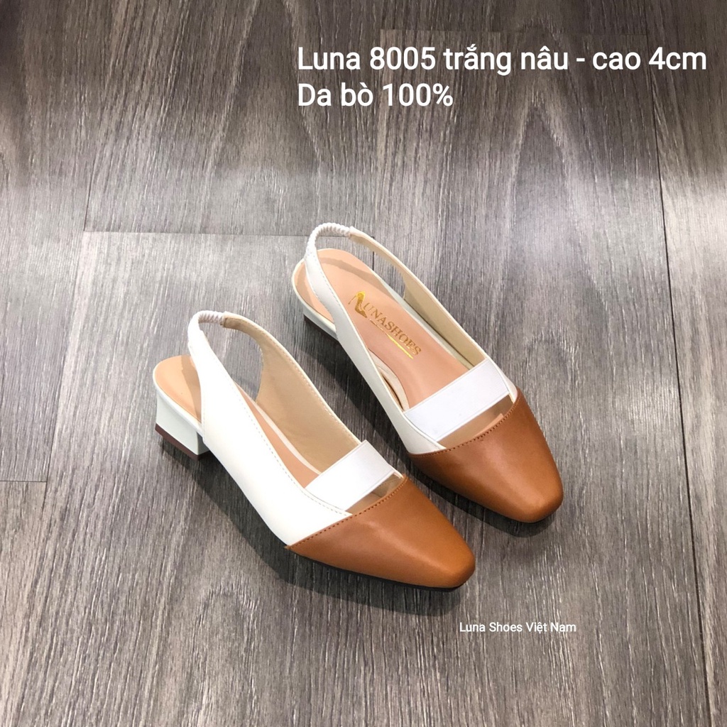 Giày bệt nữ Lunashoes (8005) mũi tròn da bò có quai cao cấp dễ đi kiểu Hàn quốc nhiều màu