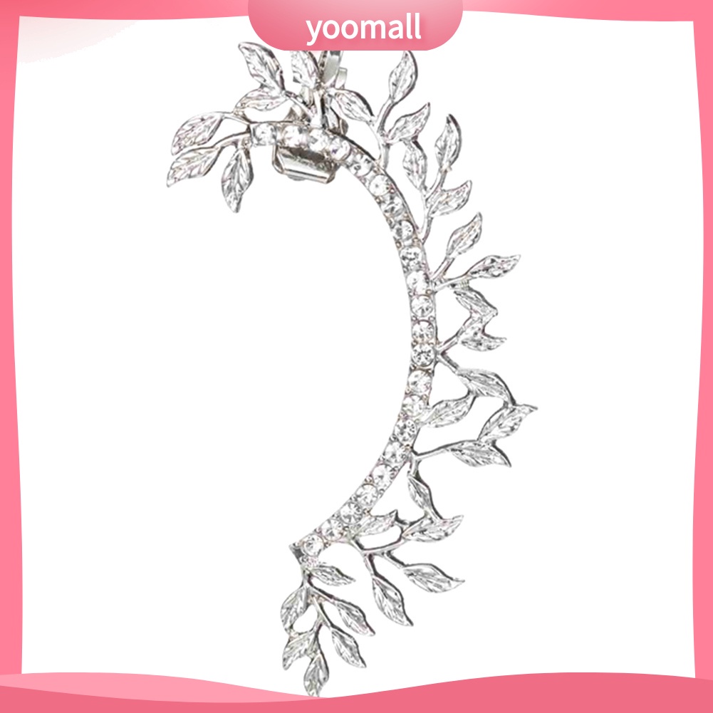 1 Khuyên Kẹp Vành Tai Hình Chiếc Lá Đính Đá Thời Trang Cho Nữ