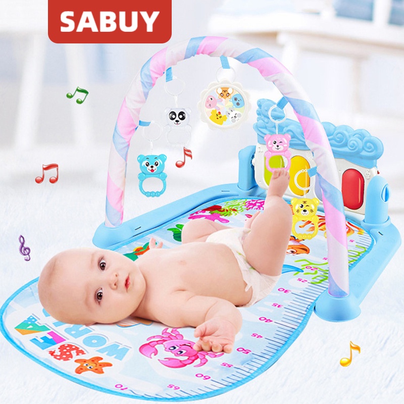 Thảm đồ chơi SABUY giáo dục tập thể thao có giá đỡ phát nhạc và bàn phím piano cho bé tập bò