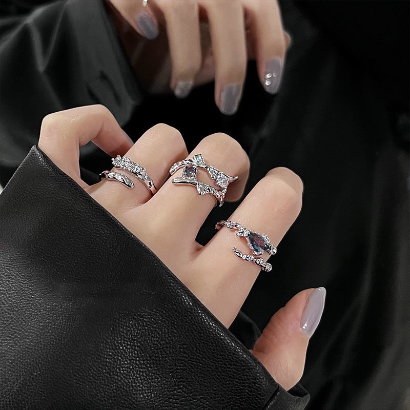Set 3 Nhẫn Đính Đá Thời Trang Dành Cho Nữ
