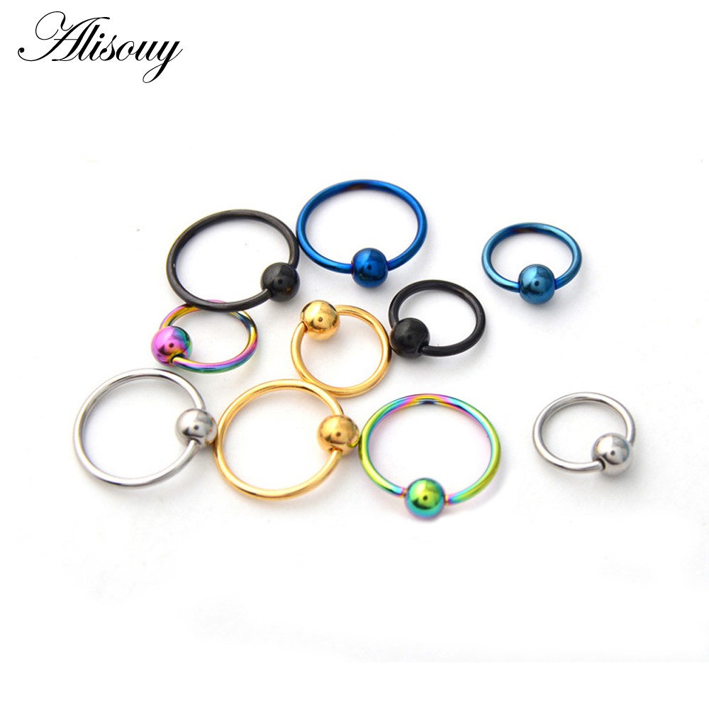 Alisouy 1 Khuyên Xỏ Cơ Thể / Mũi / Môi / Rốn Bằng Thép Không Gỉ 16g
