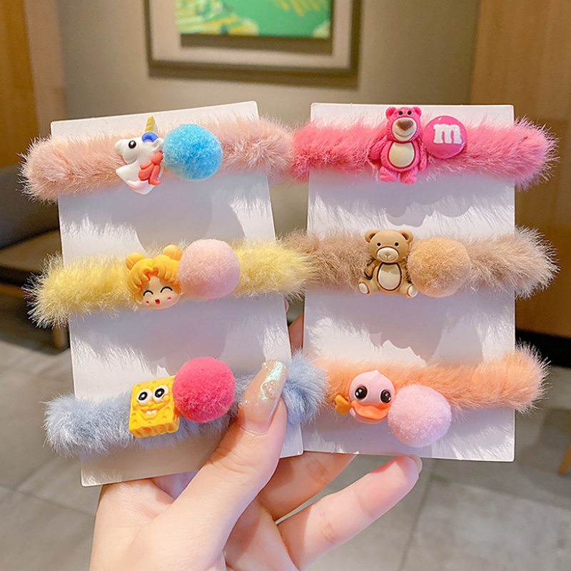 Dây cột tóc lông nhung họa tiết hoạt hình phong cách Hàn Quốc dễ thương