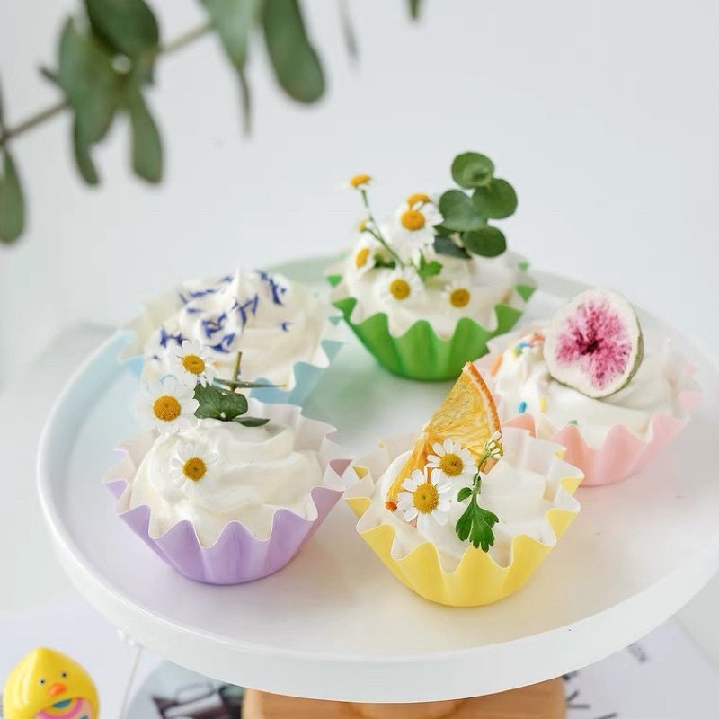 50 Cup Giấy Sò Lùn Đựng Bánh Chịu Nhiệt, Sử Dụng Được Lò Nướng