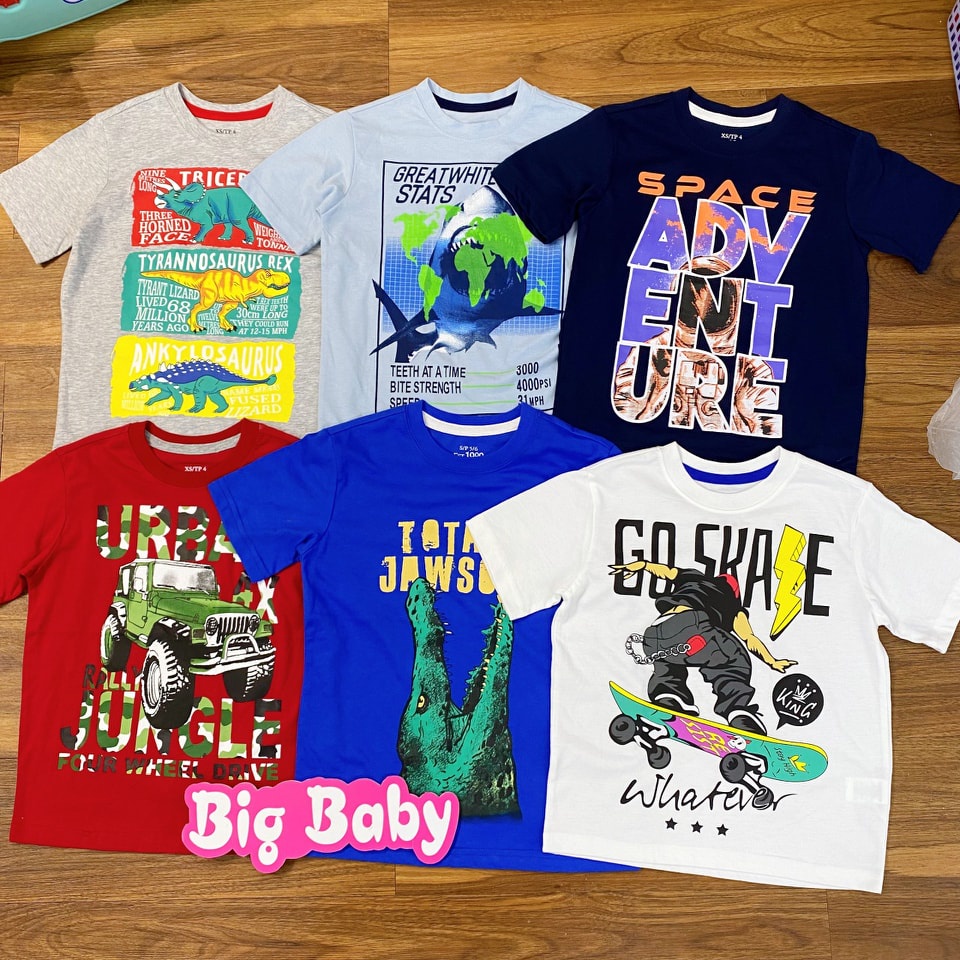 Áo thun tay ngắn Bigbaby size đại Place, chất thun mềm mịn thoải mái cho bé