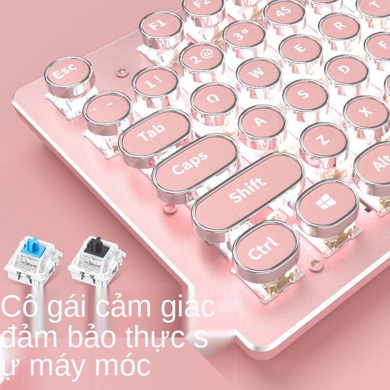 Bộ chuột và bàn phím cơ không dây Foregoer ba mảnh có thể sạc lại tai nghe laptop màu hồng | BigBuy360 - bigbuy360.vn
