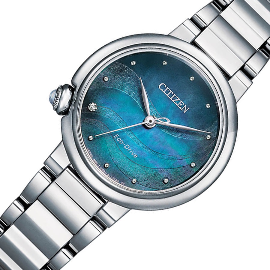 Đồng Hồ Nữ Citizen Đính Kim Cương Dây Thép Không Gỉ EM0910-80N - Mặt Xà Cừ
