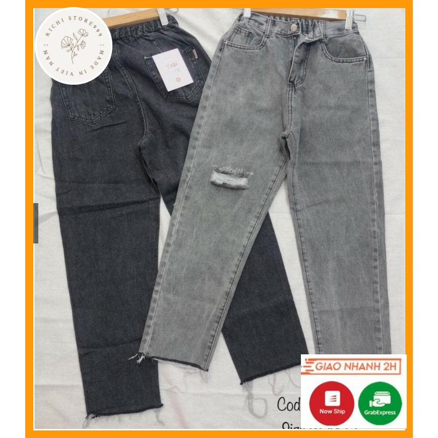 Quần baggy jean thời trang phong cách nữ KIchistore, quần jeans nữ kiểu dáng baggy cao cấp nữ M113 xám