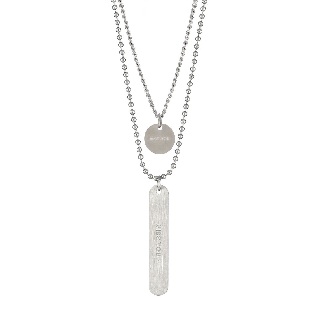 Dây Chuyền Mặt Tròn Khắc Chữ Bằng Thép Titan Không Phai 23313 Thời Trang Cho Nam Nữ