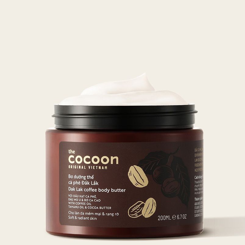 Combo Tẩy Da Chết Cà Phê Đắk Lắk Cocoon Dak Lak Coffee Body Polish 200ML +Bơ Dưỡng Thể Cà Phê Cocoon Dak Lak Coffee Body