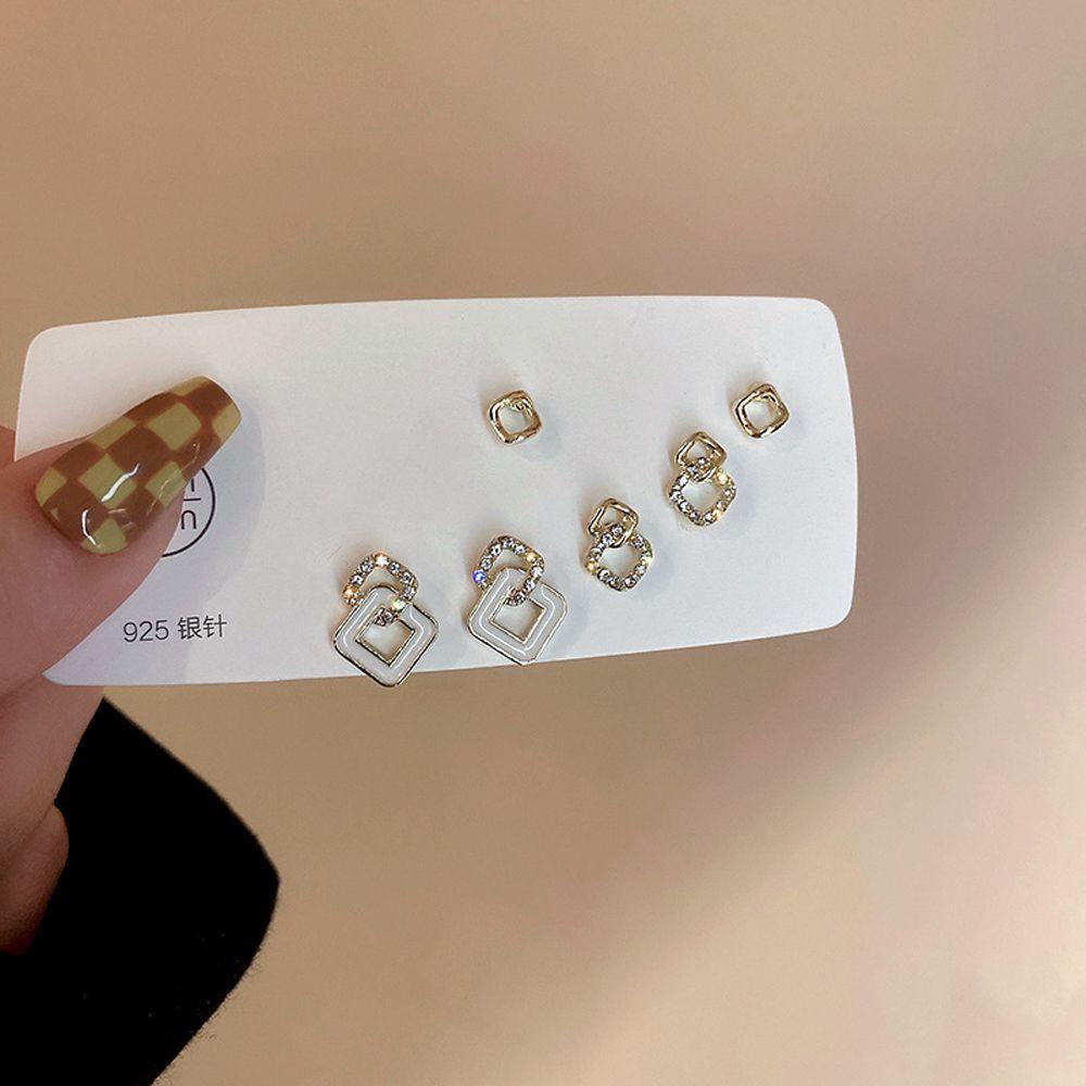 VANES1 Bông Tai Đính Đá Kiểu Dáng Đơn Giản Cho Nữ