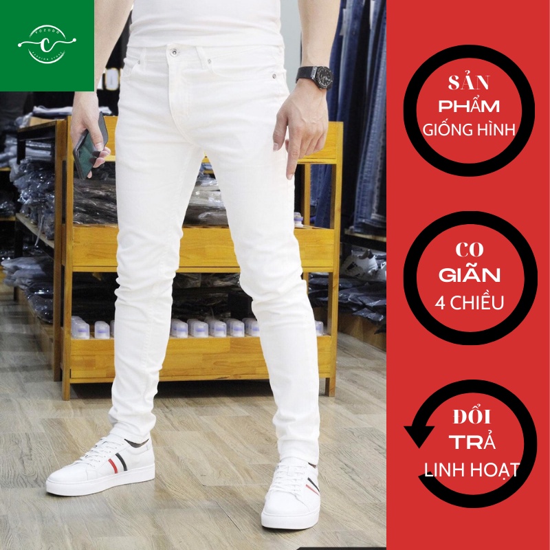 [Mã SRBACK010912 hoàn 20K xu đơn 50K] Quần Jean Nam Màu Trắng Cao Cấp, Không Phai Màu Quần Bò VOZODO 25 | BigBuy360 - bigbuy360.vn