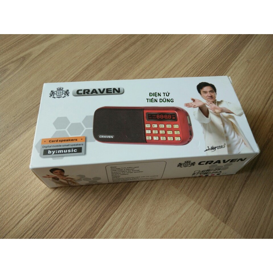 Loa CRAVEN CR-25A Hỗ trợ thẻ nhớ USB và FM thẻ nhớ TF hay đài fm có tích hợp pin sạc đèn led hiển thị