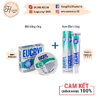 Combo làm trắng răng Eucryl của Anh (1 kem đánh răng Eucryl + bột làm trắng răng Eucryl)