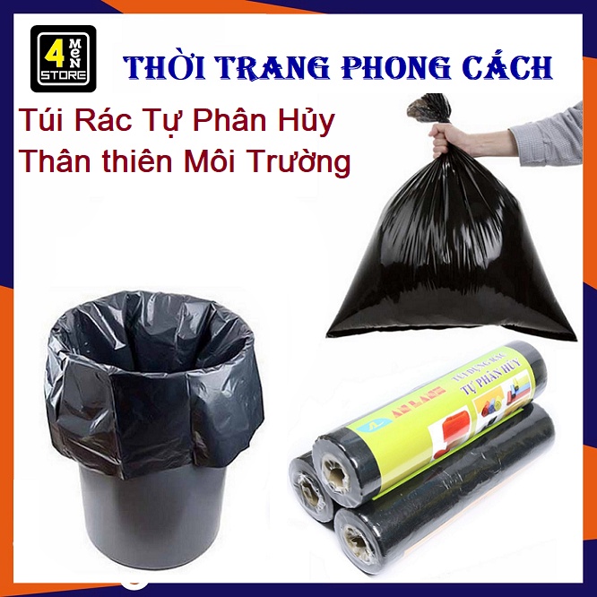 Túi Rác Tự Phân Hủy Cuộn 500g - Bao Rác Đen Học Sinh