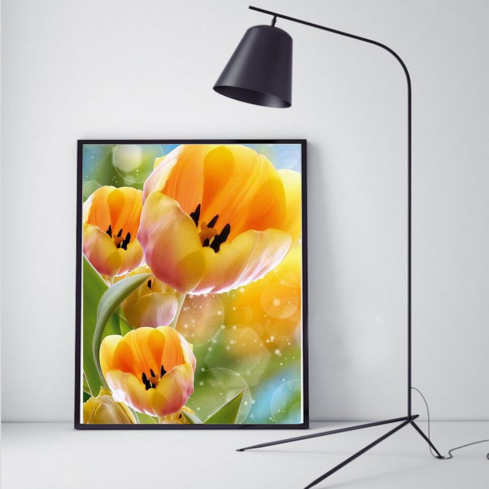 Bộ Tranh Đính Đá 5D DIY Hình Hoa Tulip Trang Trí Cho Người Lớn