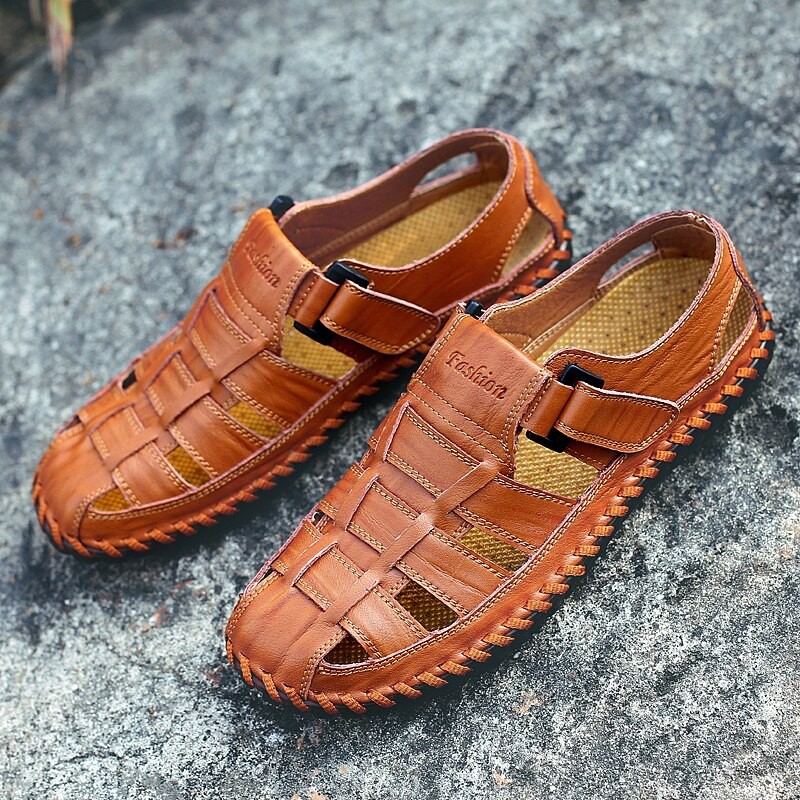 Giày sandal làm từ da thật thoáng khí thời trang nam năng động
