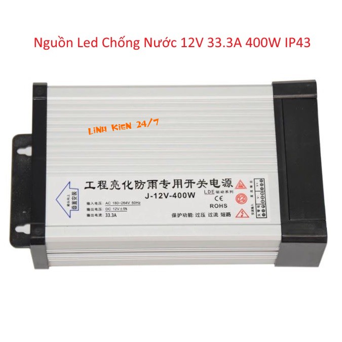 Nguồn Led Chống Nước Ngoài Trời 12V 33.3A 400W Loại Xịn