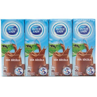 Lốc 4 hộp sữa tươi tiệt trùng Dutch Lady vị socola có đường 180ml
