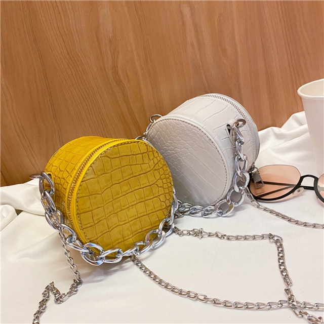 Túi Đeo Chéo Mini Tròn Dây Xích Cá Tính Mới 👉 freeship 👉 có sẵn
