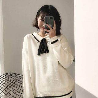 ÁO LEN CỔ ĐỨC THẮT NƠ HÀN QUỐC