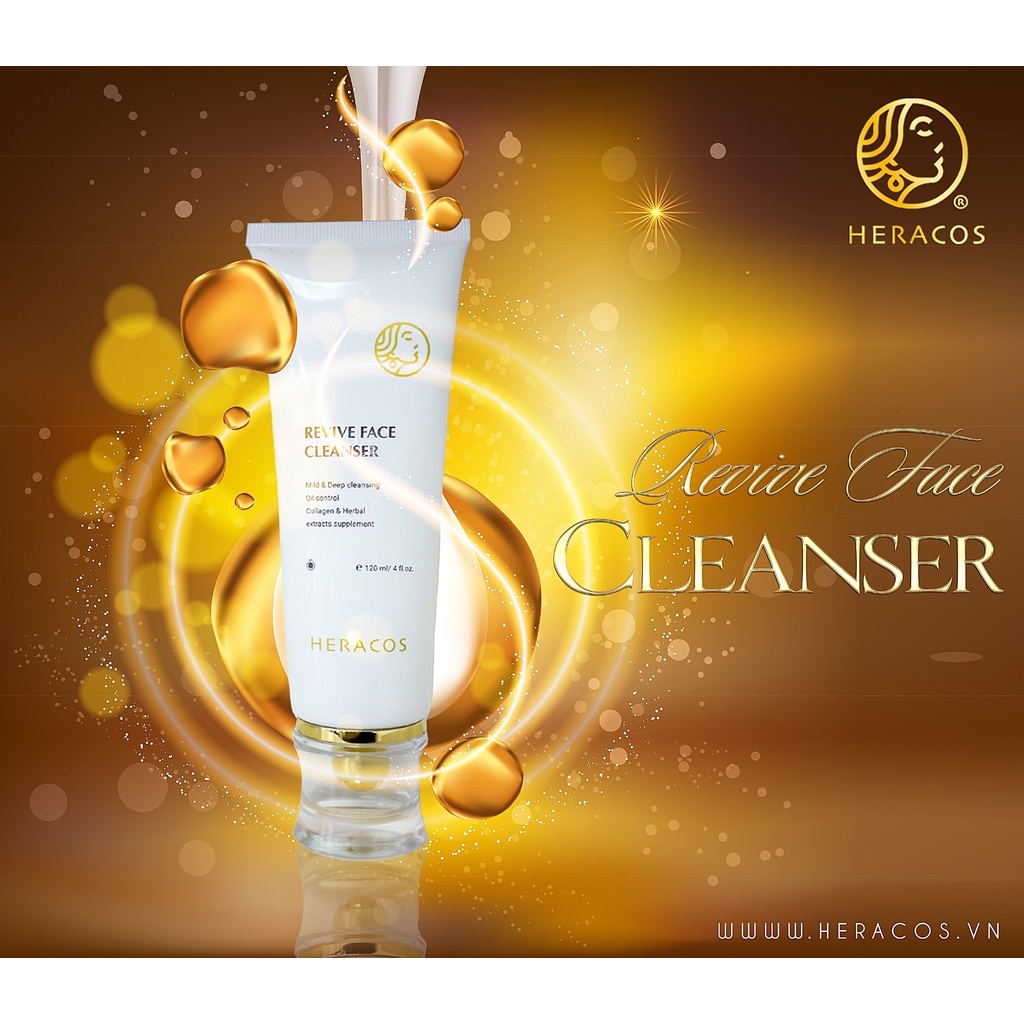 [+QUA 90k]Sữa rửa mặt làm sạch HERACOS REVIVE FACE CLEANSER trắng da ngừa mụn ít bọt không gây khô da. | BigBuy360 - bigbuy360.vn