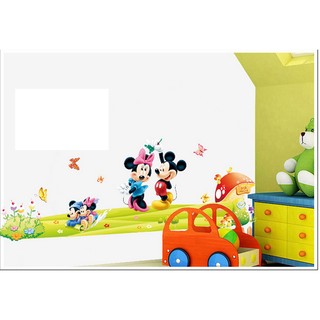 Decal dán tường decal trang trí mickey và nhà nấm BINIBIN EB21