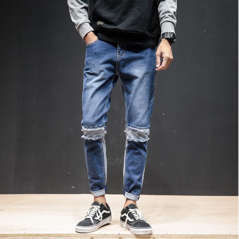 quần jeans nam chắp vá độc lạ Mã: ND1391