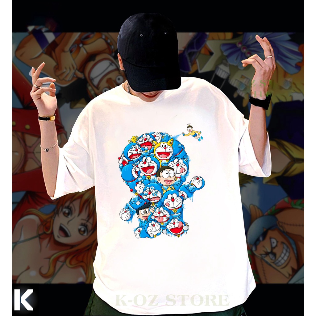 ÁO PHÔNG CỔ TRÒN NGẮN TAY IN HÌNH DORAEMON-MÈO MÁY IN HÌNH HOẠT HÌNH CỰC NGẦU CỰC ĐÁNG YÊU VẢI CAO CẤP CHO ĐỘI - 23069