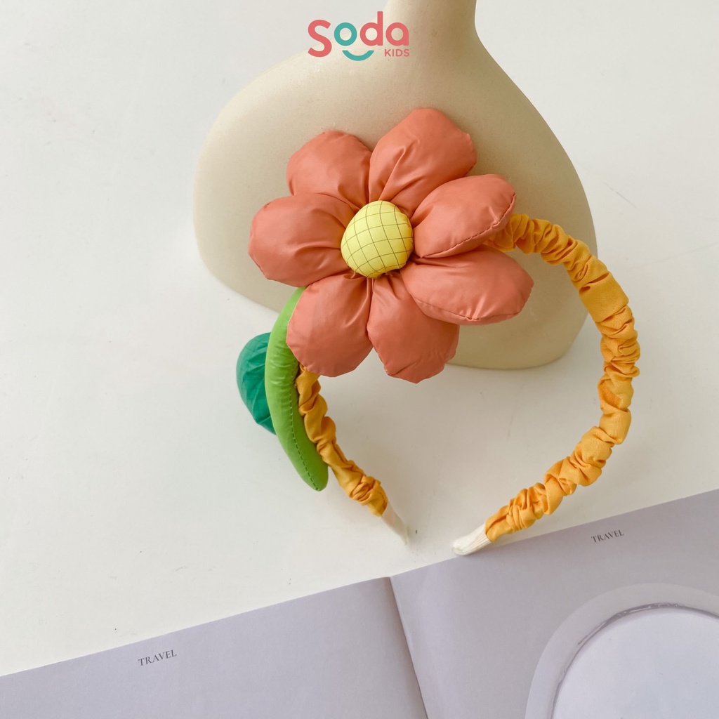 Bờm tóc bé gái SODA KIDS hình bông hoa lớn dễ thương, xinh xắn, bờm bọc vải mềm mại không gây đau đầu bé