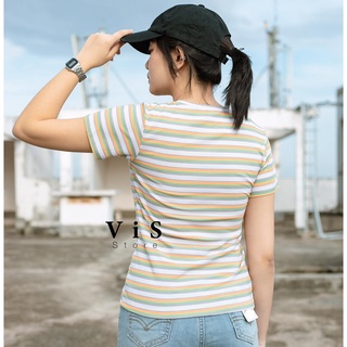 ÁO THUN NỮ SỌC NGANG CỔ TIM