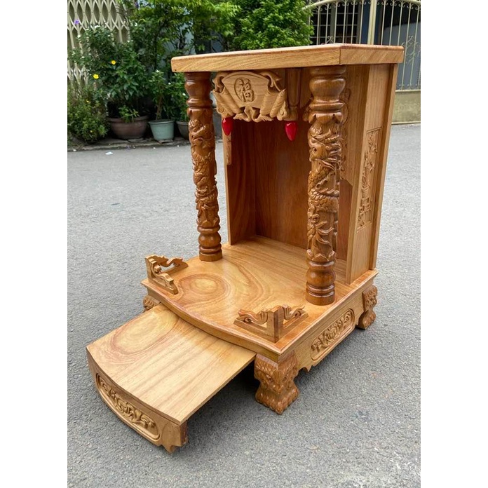 Bàn thờ thần tài ông địa gỗ gõ đỏ 40 x 60cm , bàn thờ ông địa gỗ , bàn thờ thần tài thổ địa