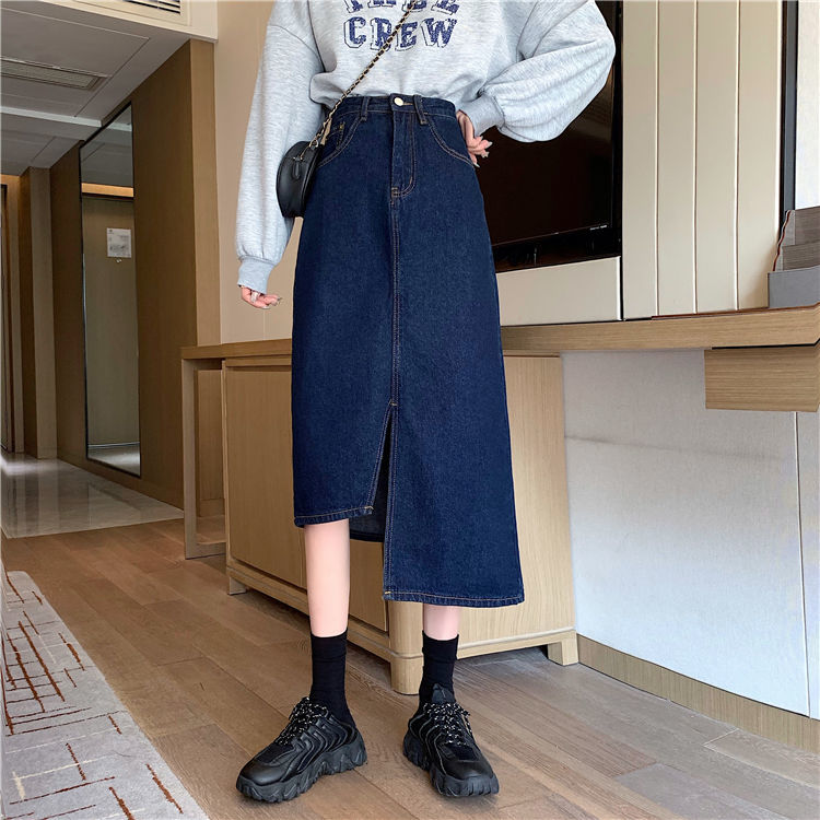 Chân váy denim lưng cao phong cách Hàn Quốc 2021 trẻ trung xinh xắn | BigBuy360 - bigbuy360.vn