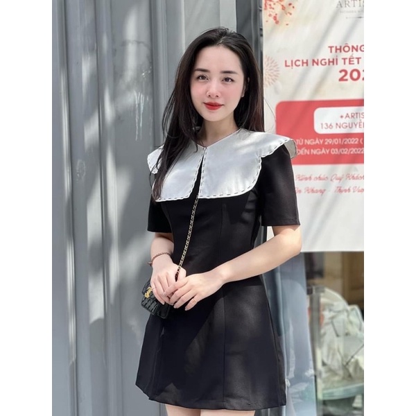 Váy Umi Cổ Viền Pha Trắng Tiểu Thư Có Ảnh Thật Kèm Video | BigBuy360 - bigbuy360.vn