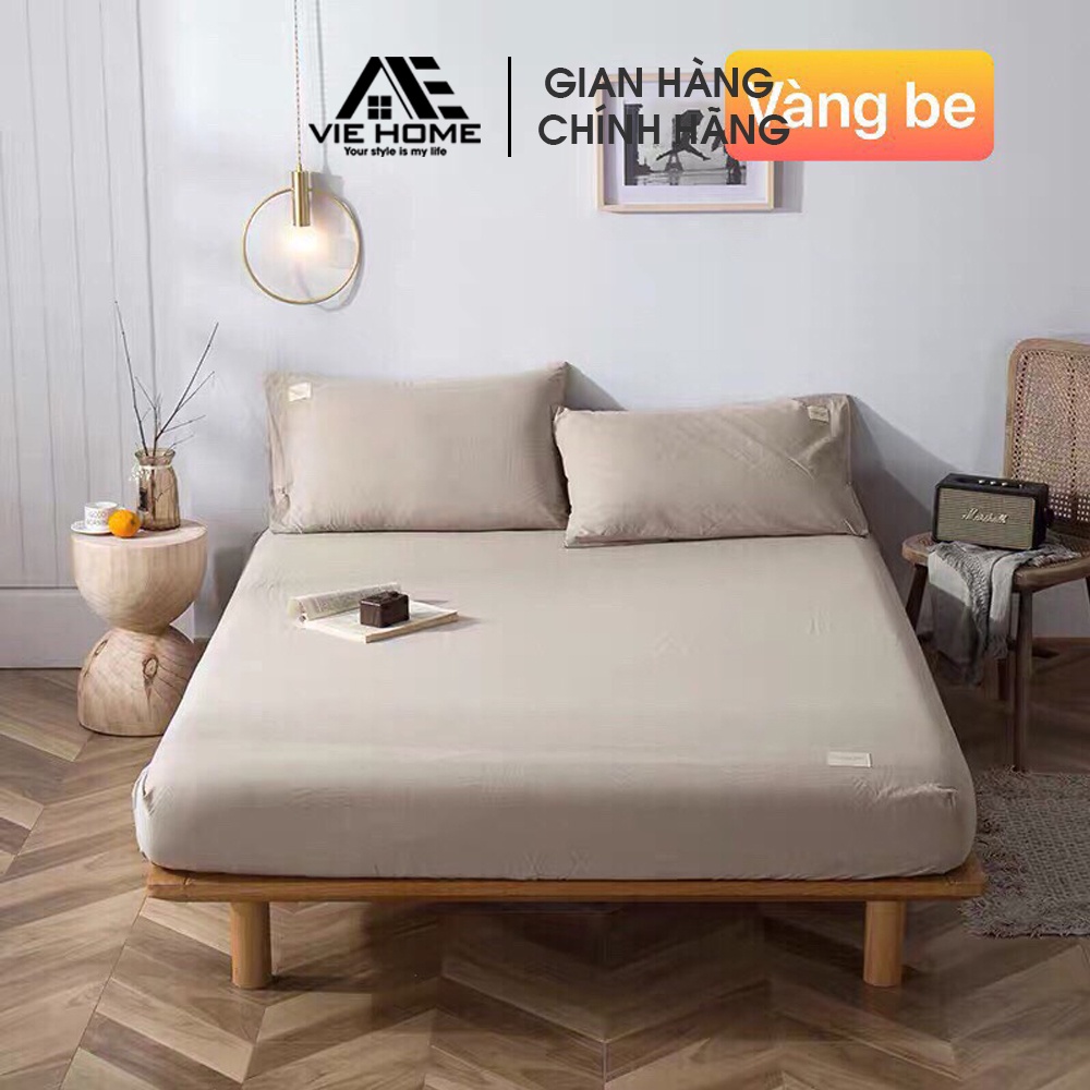 Bộ Ga Giường Vỏ Gối Cotton Tici VIE Home - Bedding đủ kích thước ra trải nệm 1m2, 1m4, 1m6, 1m8, 2m trơn màu