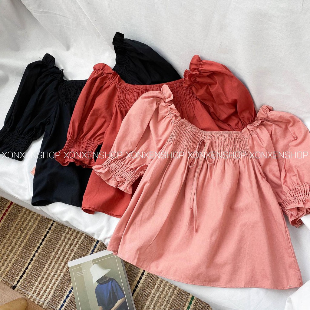 Áo kiểu trễ vai lên form chuẩn Xonxen shop free size mã 6628