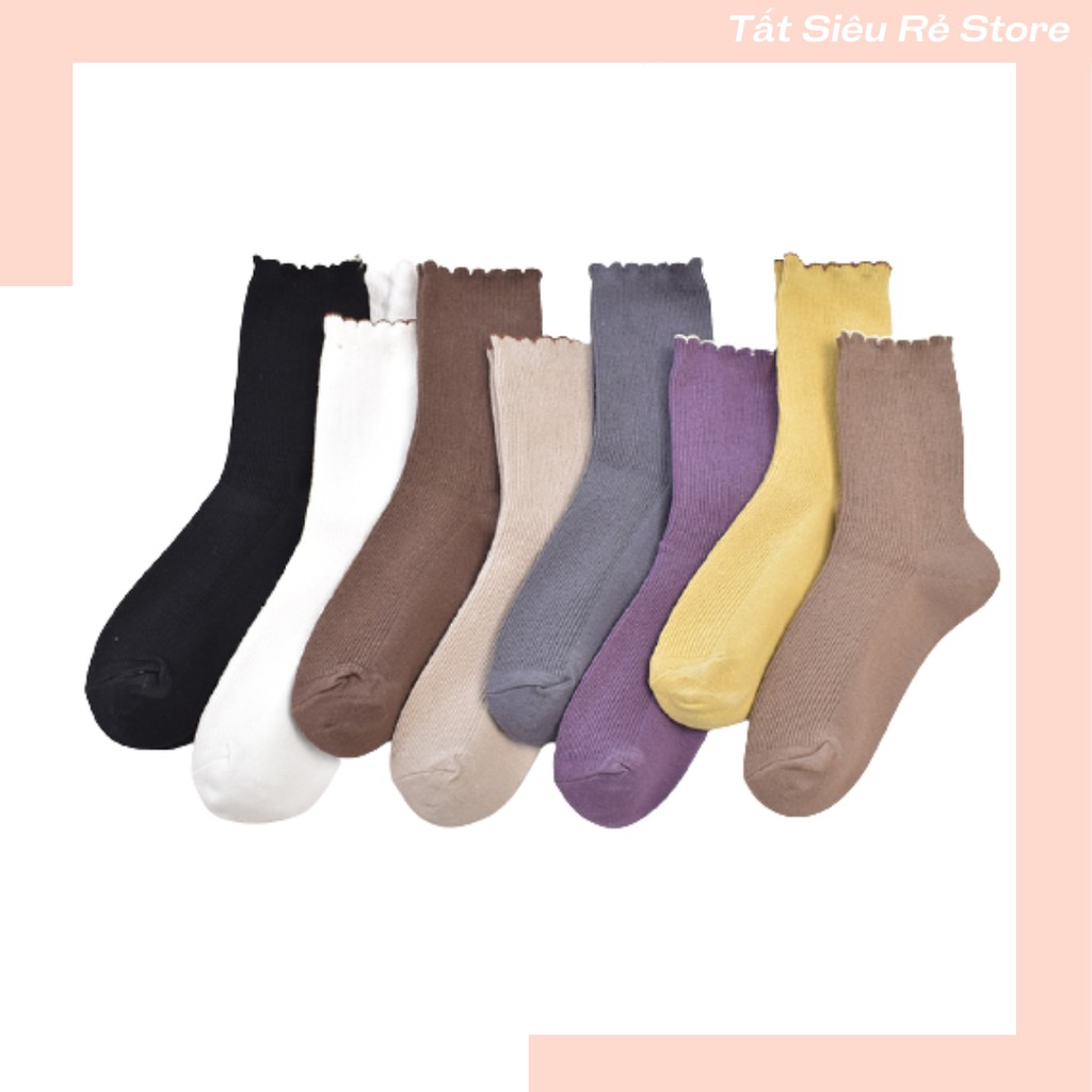 [Mã 153FASHIONSALE1 giảm 10K đơn 50K] Tất Ulzzang Siêu Thoáng Mỏng Mát - Tất nữ nhún cổ cao phong cách vintage hàn quốc