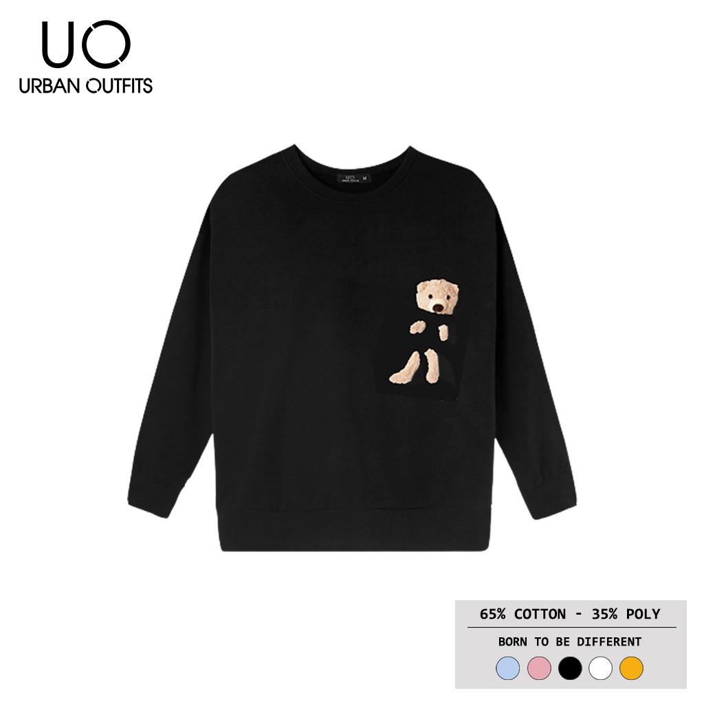 Hàng OUTLET 3 Màu SWO11 Áo Sweater Nữ Nam Form Rộng URBAN OUTFITS Có Túi Gấu Trước In UO Thun Cotton Nỉ | BigBuy360 - bigbuy360.vn
