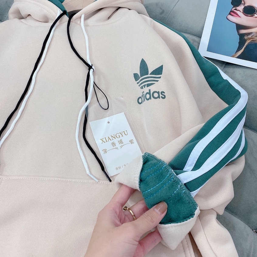 Áo hoodie Adidas chất nỉ Tàu loại 1_dáng thụng có mũ lót 2 lớp (kèm ảnh thật, video) | BigBuy360 - bigbuy360.vn