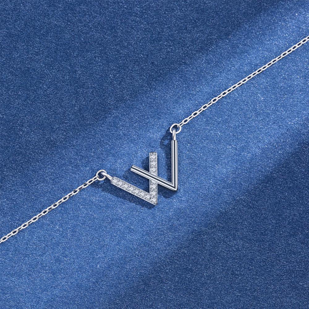 Vòng cổ Mặt Chữ V Thiết Kế Đơn Giản|Bông Tai Mạ BạC ThờI Trang