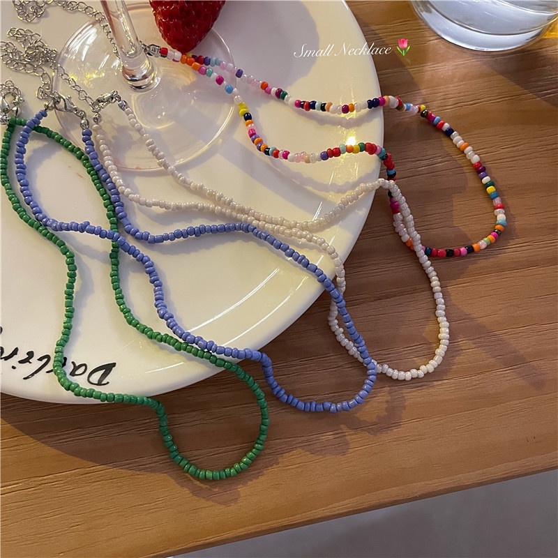 Vòng Cổ Chuỗi Hạt Nhiều Màu Sắc Ngọt Ngào Thời Trang Mùa Hè Dễ Phối Đồ
