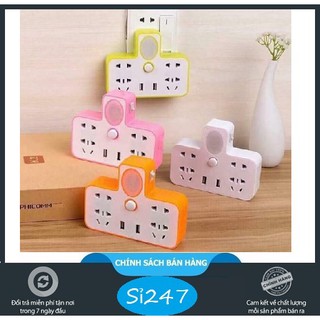 Ổ Cắm Điện Đa Năng 4 Cổng Kiêm Đèn Ngủ Và 2 Cổng Usb- Mẫu 2019 ( Giao màu ngẫu nhiên )