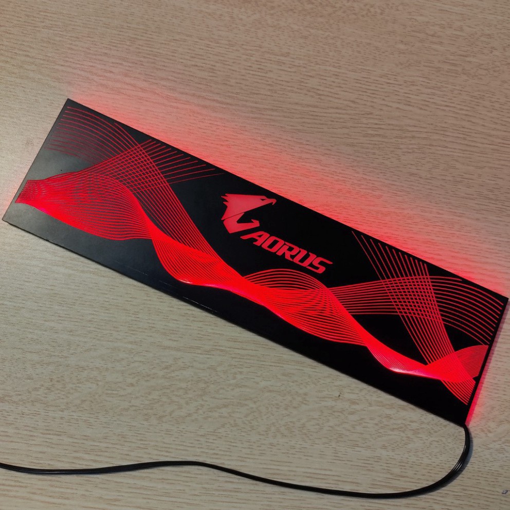 ☑  Tấm che nguồn PC Led RGB 5v ARGB logo Aorus, đồng bộ màu Hub giá tốt, hình sóng vô cực