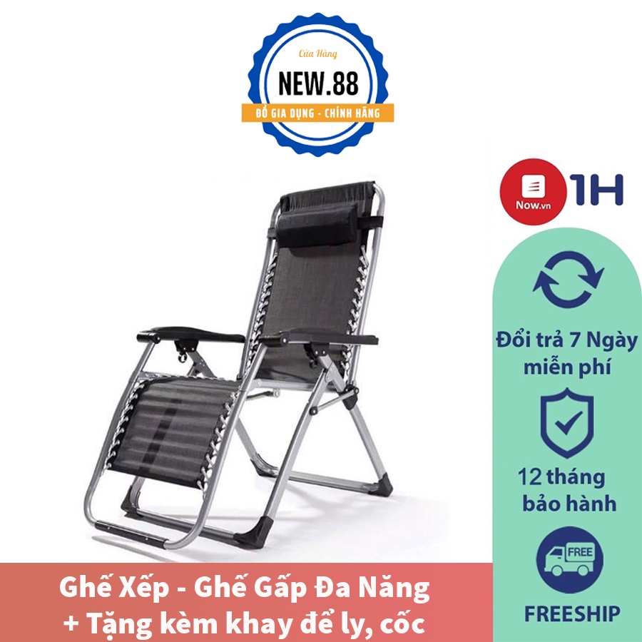 Ghế Xếp,Ghế Gấp Đa Năng Tặng Kèm Khay Để Ly,Cốc Chất Liệu Vải Lưới Siêu Bền, Thoáng Mát, Không Thấm Nước - Bh 1 Năm