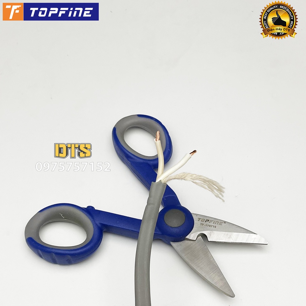 Kéo cắt đa năng mini TOP FINE 140mm, kéo thợ điện chuyên nghiệp, kéo cắt lon, cắt tuốt vỏ dây điện, cắt giấy, cắt nhựa